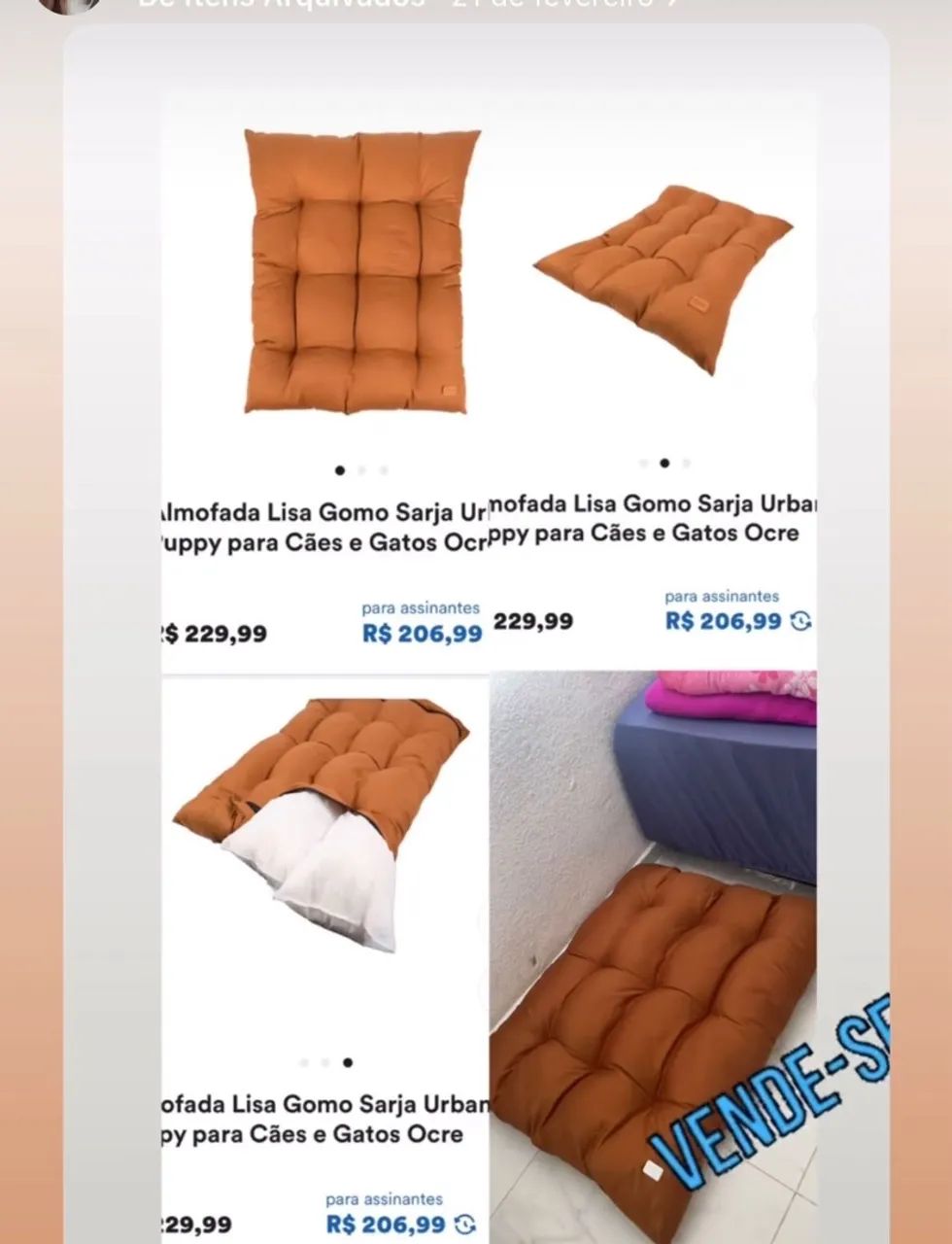 Almofada para Cães e Gatos - Sarja -Tamanho G