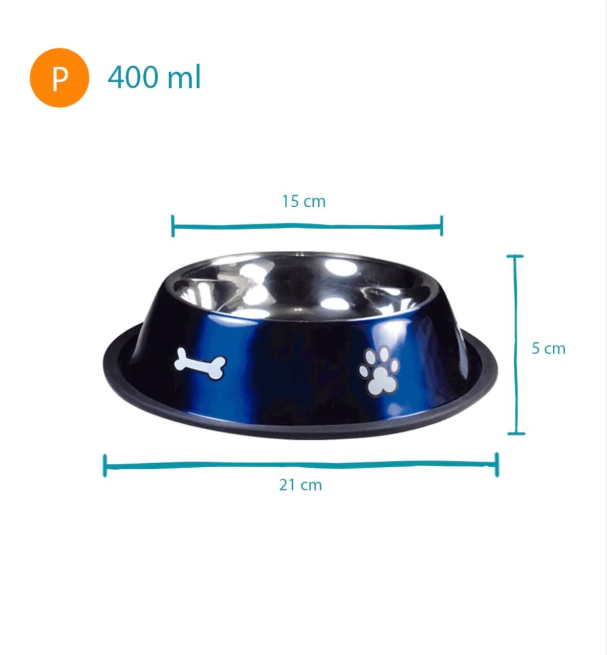 Comedouro Inox Rubber Print Azul Jambo - Foto 3