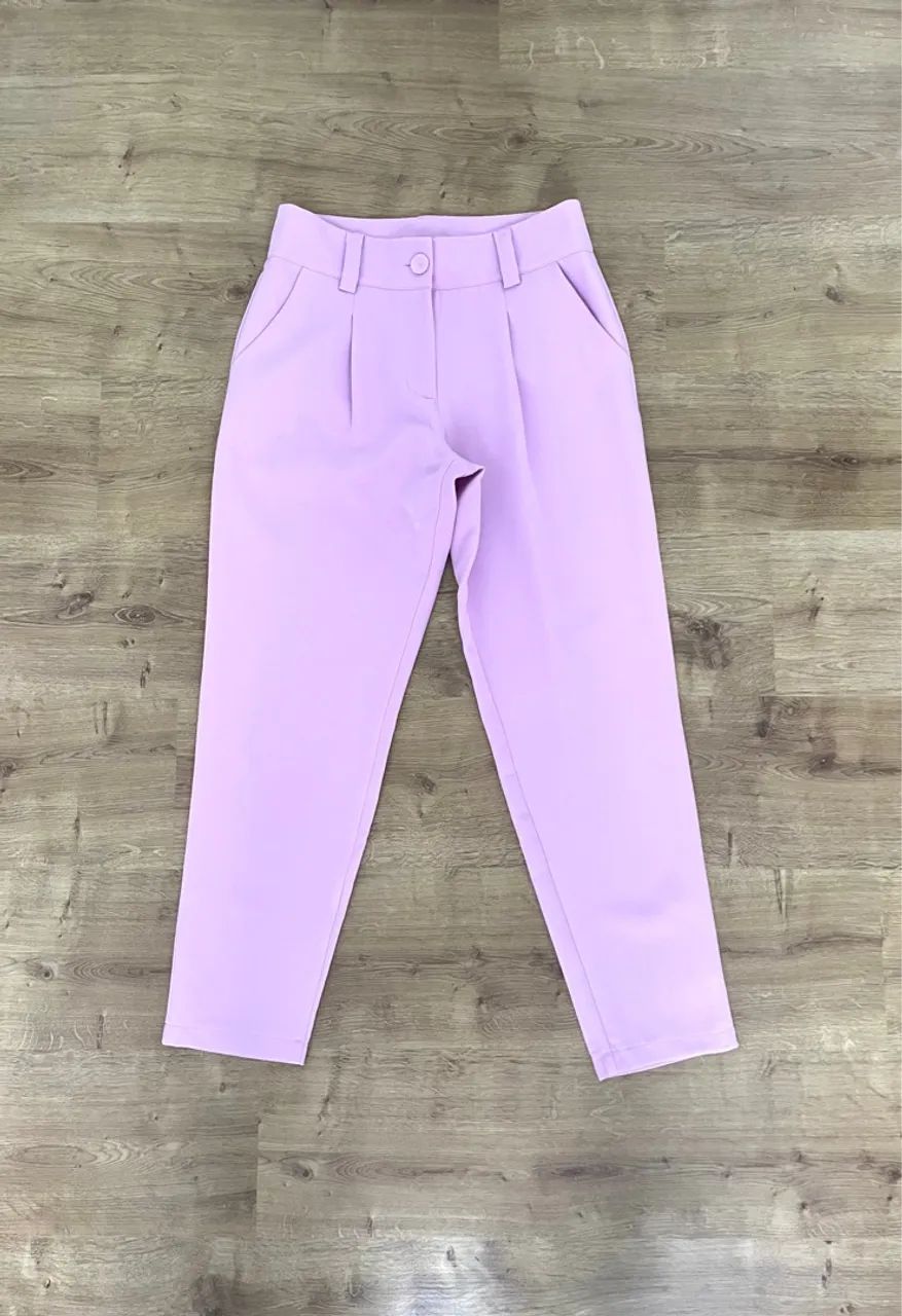 Calça tipo alfaiataria M Rosa Claro