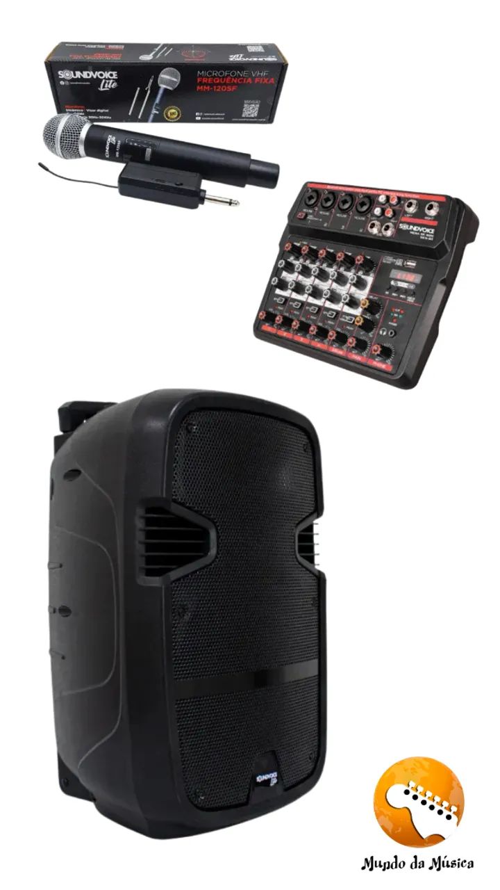KIT-Caixa amplificada + MESA DE SOM + MICROFONE SEM FIO 