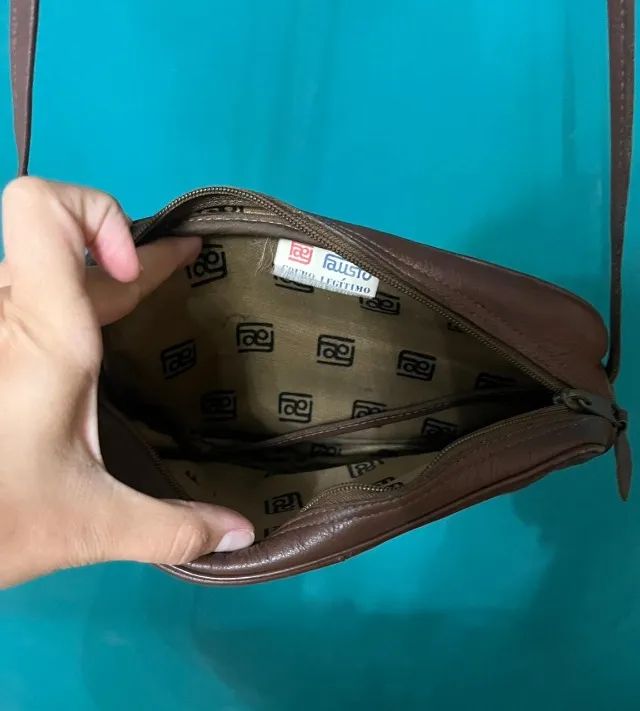 Bolsa marrom couro verdadeiro - Foto 3