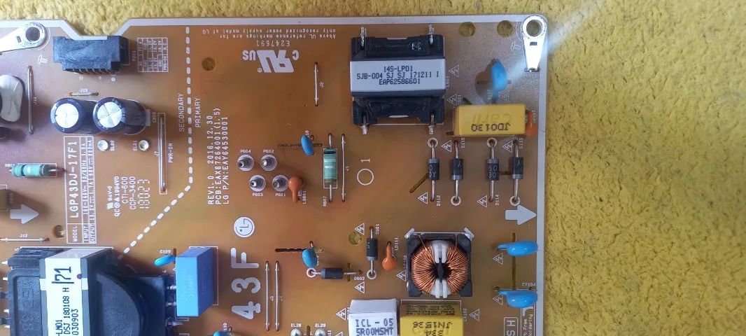 Placa Fonte Para Tv 43lj5500 Eax67486801(1.0) Lgp43dj-17f1 (Usado) - Foto 2
