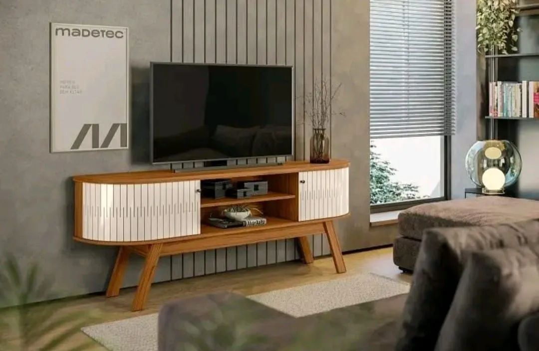 Rack TV Design Retrô Amadeirado com Gavetas