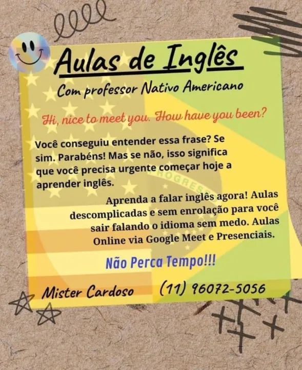 Aulas de Ingles com Professor Nativo/Estados Unidos