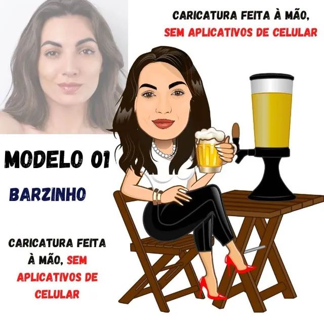 Caricatura -  Mulher bebendo chopp