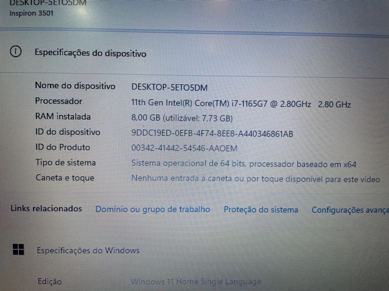 Notebook Dell i7 11ª Geração - Foto 5