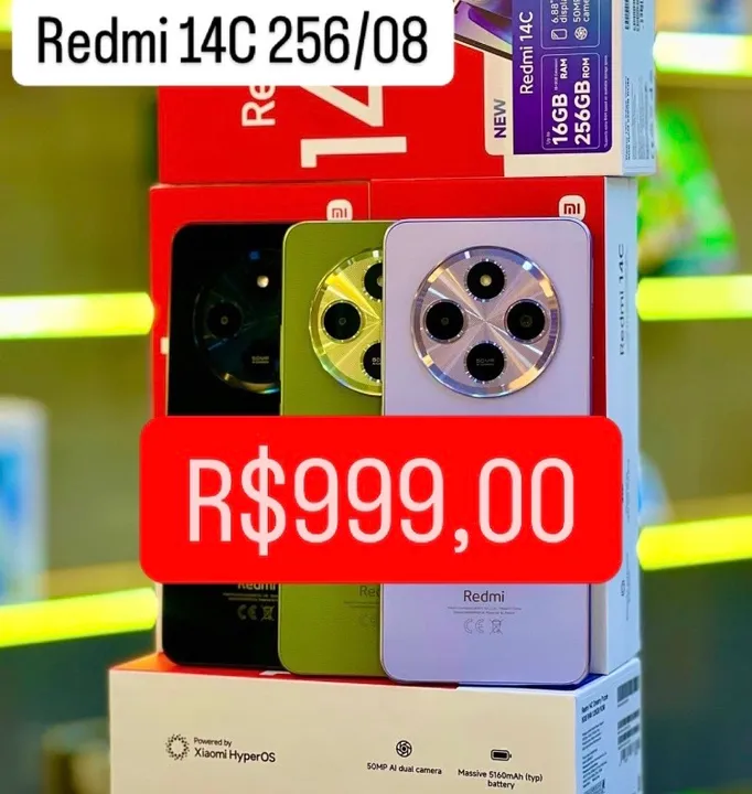 Celular Xiaomi Redmi 14c 256Gb 08Gb Ram Lacrado Global Entrega Grátis