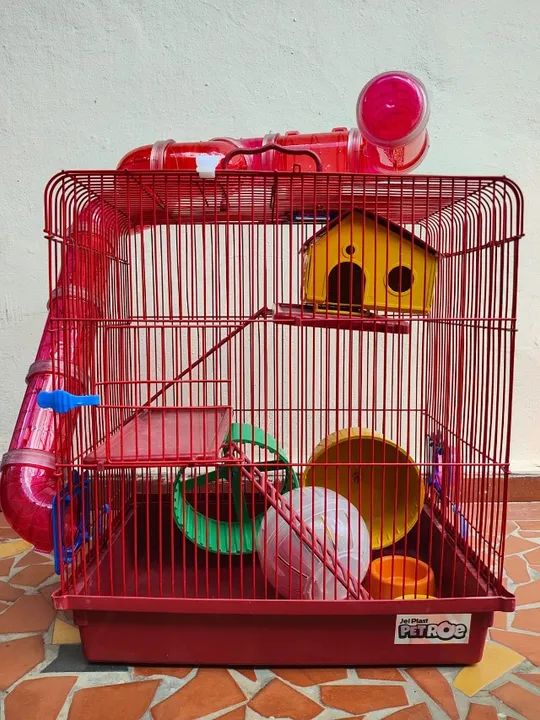 Gaiola Para Hamster 3 Andares Tubo e Casinha e Acessórios - Jel Plast