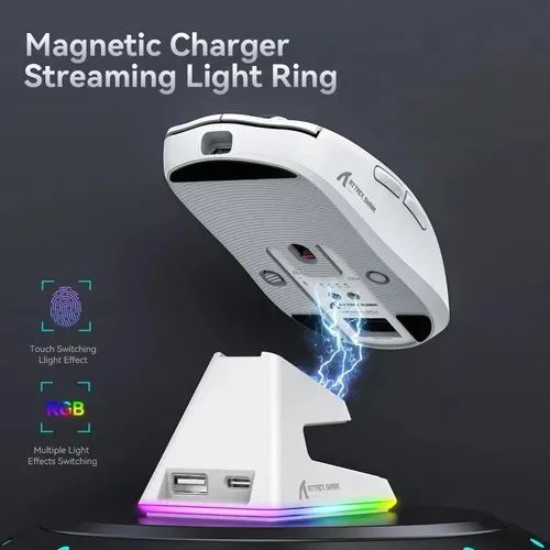 Mouse Gamer Bluetooth 2.4g Attack Shark X6 Com Dock - Foto 5