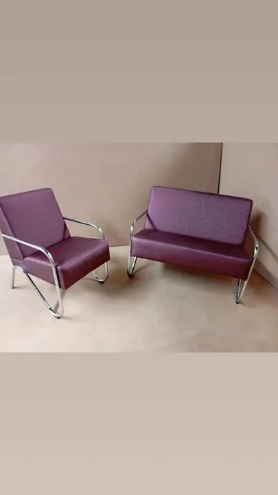 Conjunto de Poltronas e Sofá Vintage em Metal Cromado