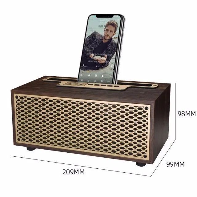 Belíssima Caixa Som Bluetooth Retrô Com Radio e Suporte Celular - Foto 4