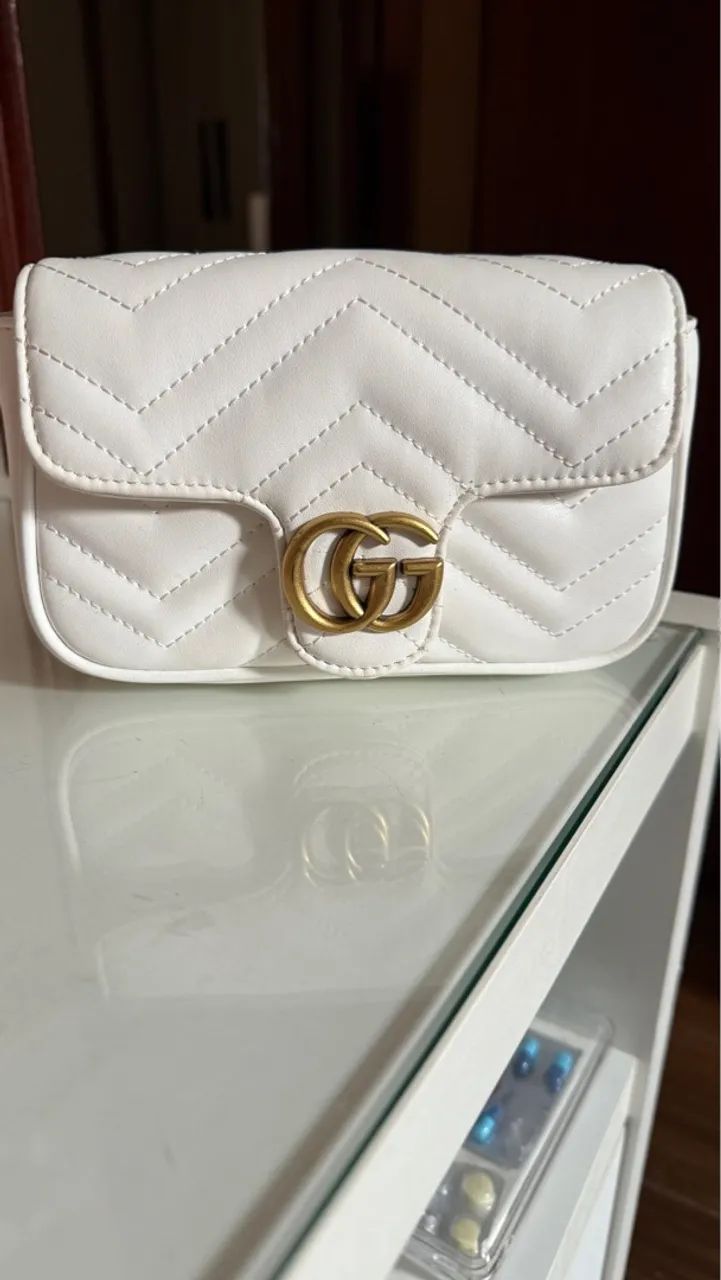 Bolsa transversal feminina courino branca