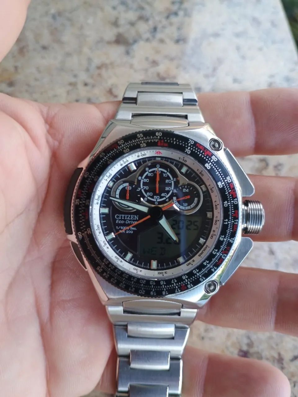 Relógio Citizen Eco Drive Super Chronograph 1/1000 Sec
