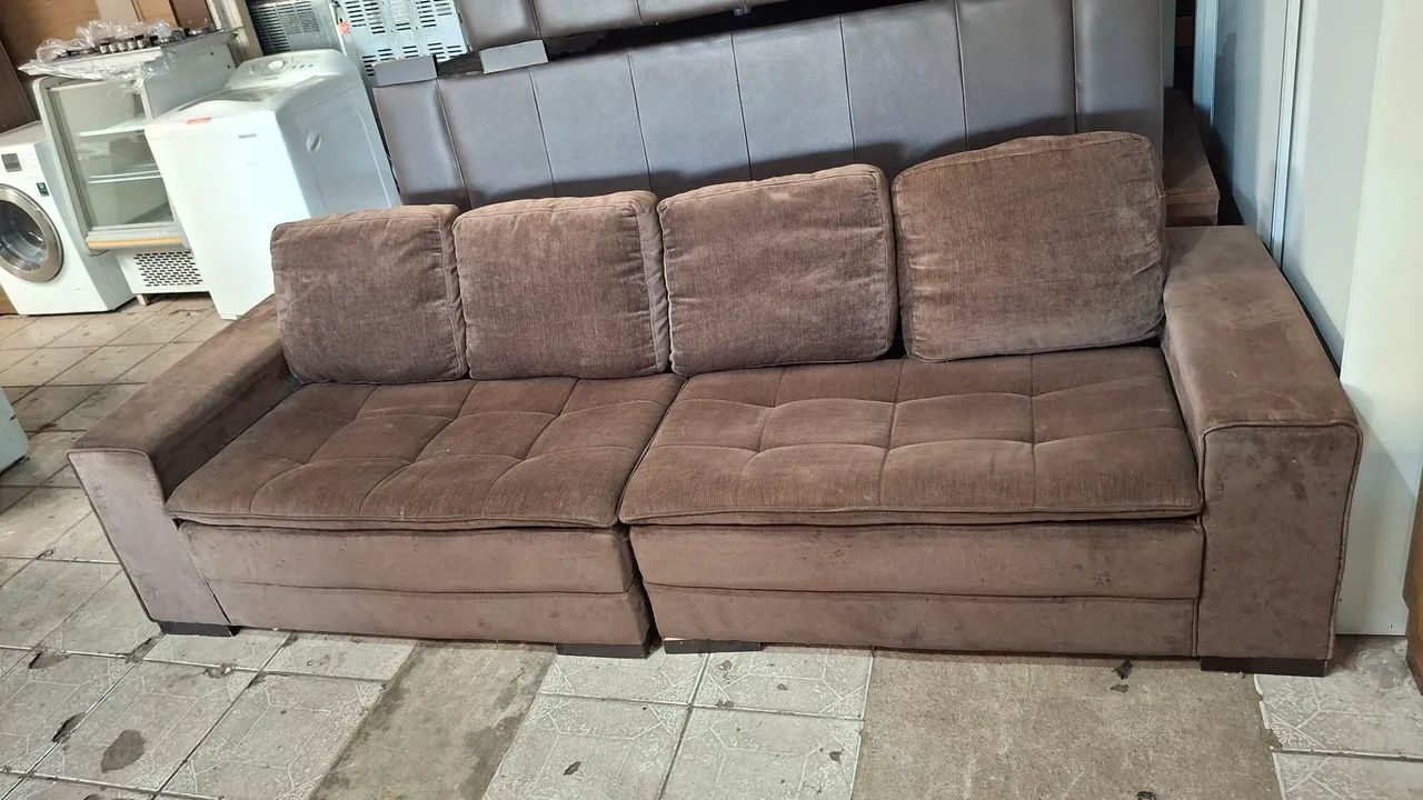 Sofá bipartido 2,70cm Marrom Confortável