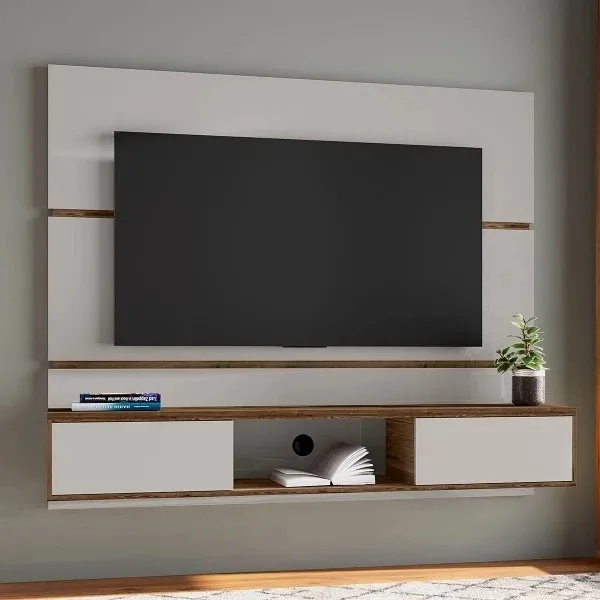 Painel suspenso com duas portas ambar para tv ate 65 polegadas