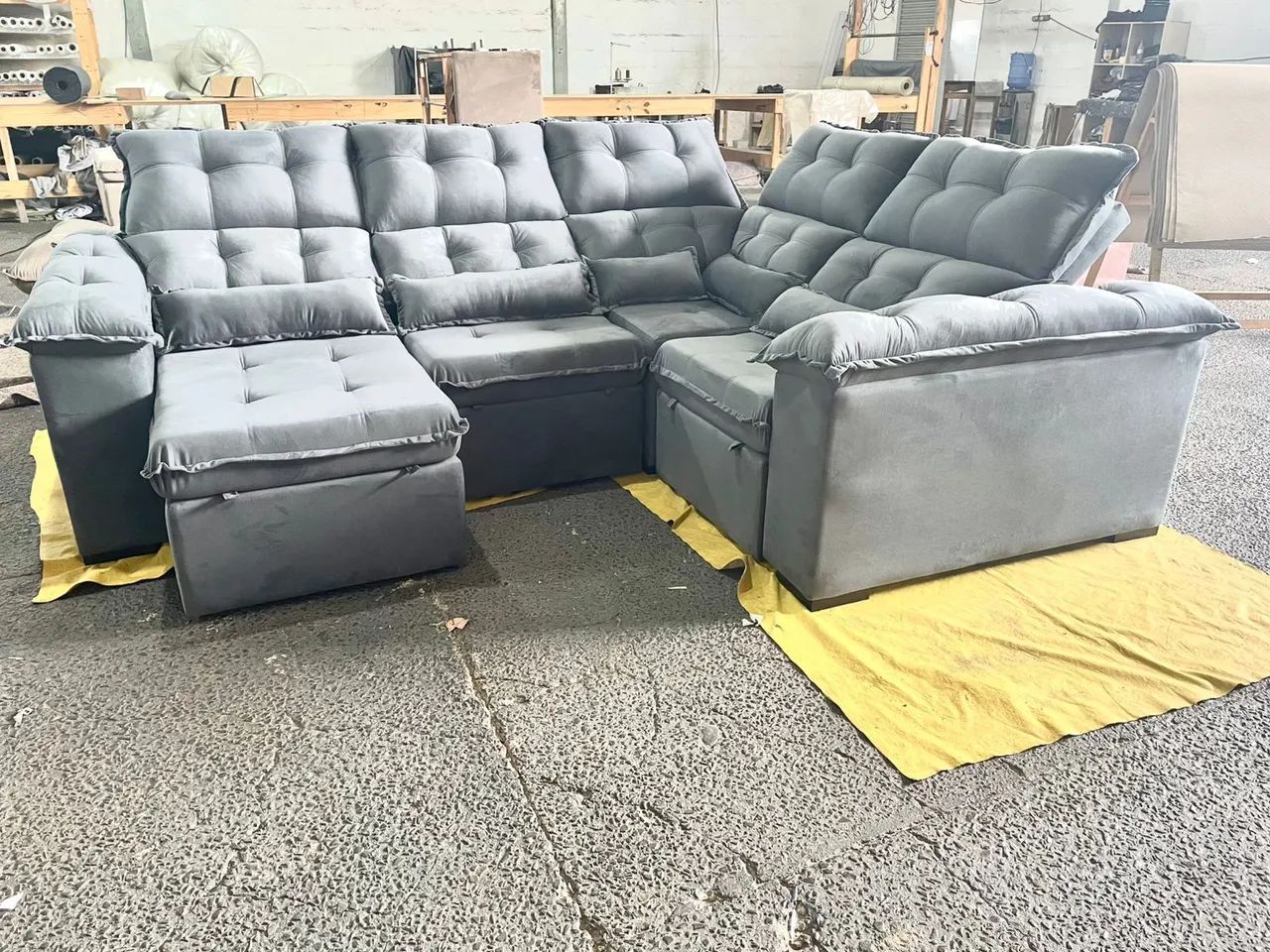 Sofá de canto modular cinza moderno64341726690434120