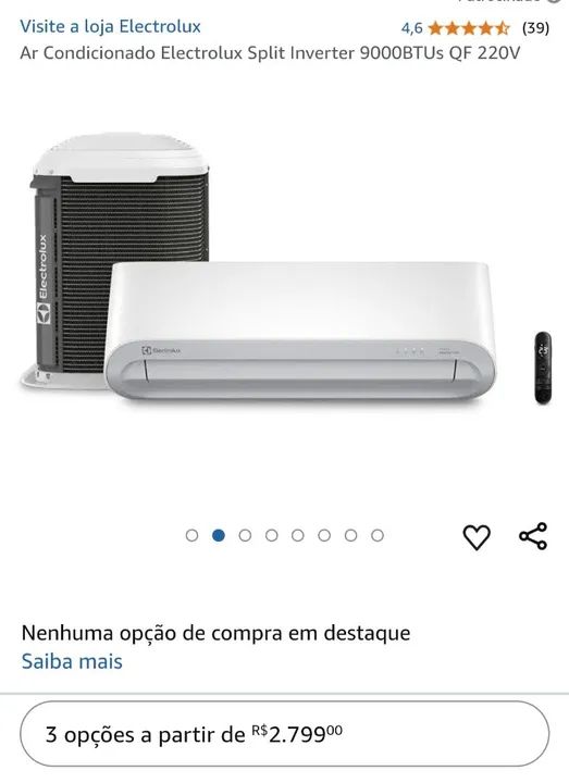 Ar Condicionado Electrolux Split Inverter 9000BTUs QF 220V