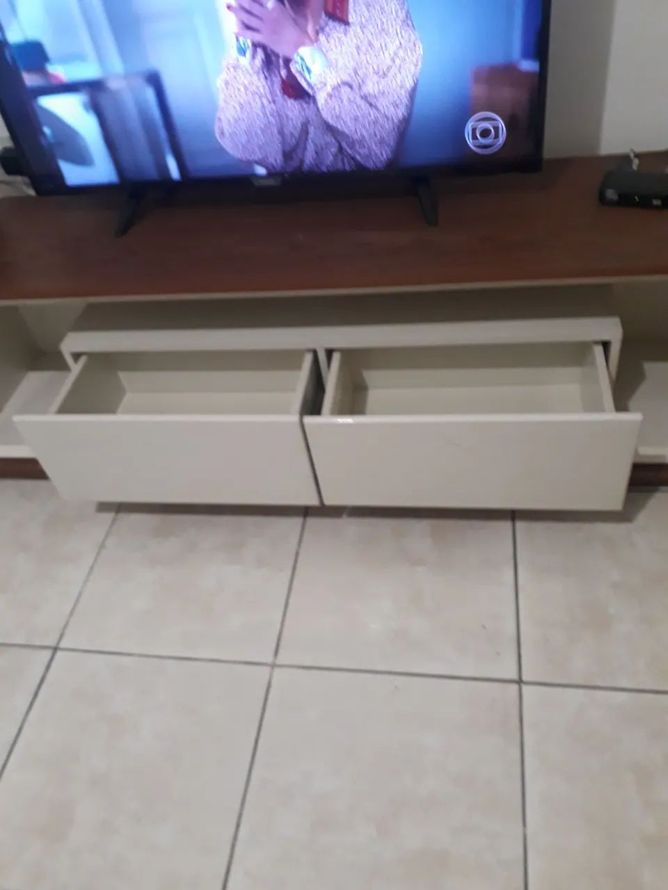 Rack para TV com 2 gavetas, cor off white, 1,82 cm comp, 39 cm profundidade e 55 cm altura - Foto 3