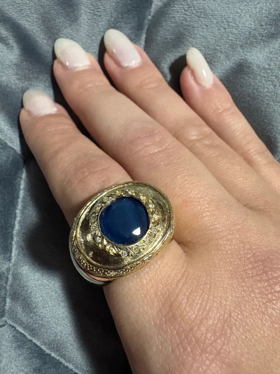 Anel ouro 18k grande olho grego