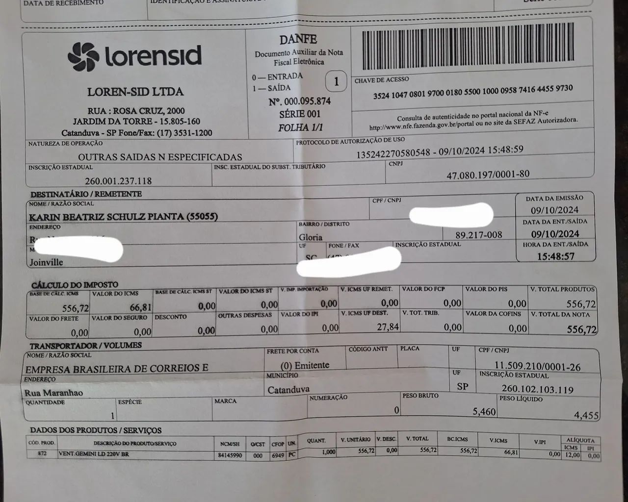 Ventilador de Teto Loren Sid Gemini - Novo - Foto 5