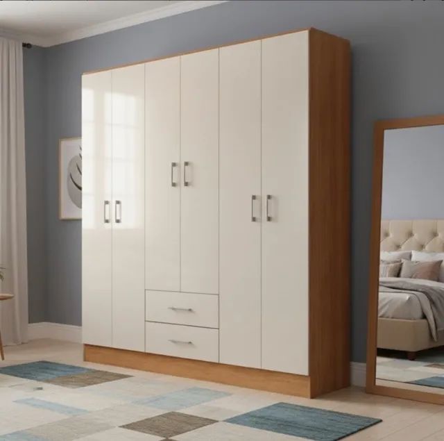 Guarda Roupa Caribe Flex 6 Portas Cinamomo com Off White
