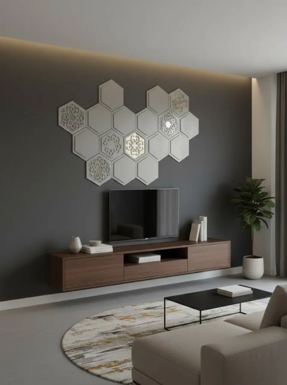 GLACIER GRIS PEÇAS HEXAGONAIS - KIT COM 4 PEÇAS ÚNICAS!!