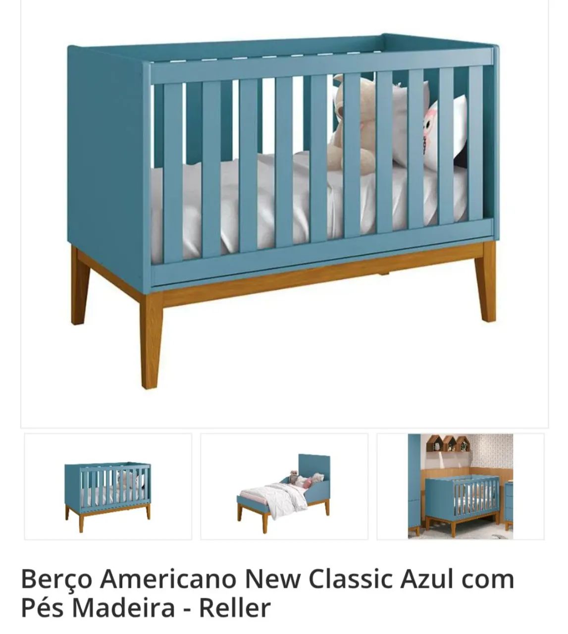 Berço americano Reller azul com colchão  - Foto 2