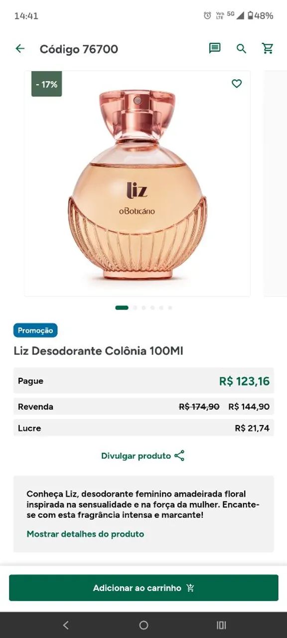 Desodorante Liz do Boticário 