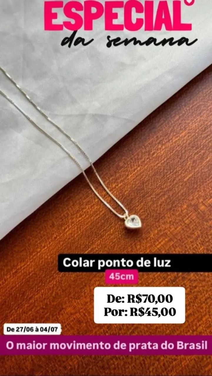 Colar Ponto de Luz 45cm Prata 925 - Foto 2