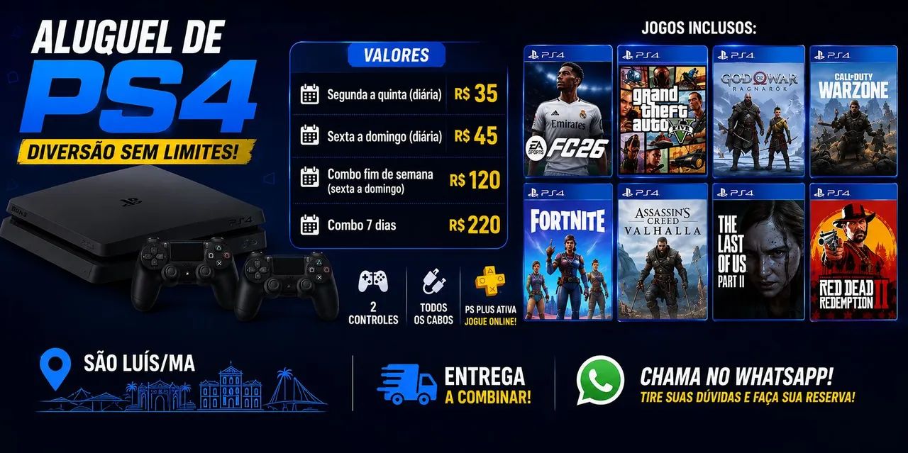 ALUGUEL DE PS4 SÃO LUIS 