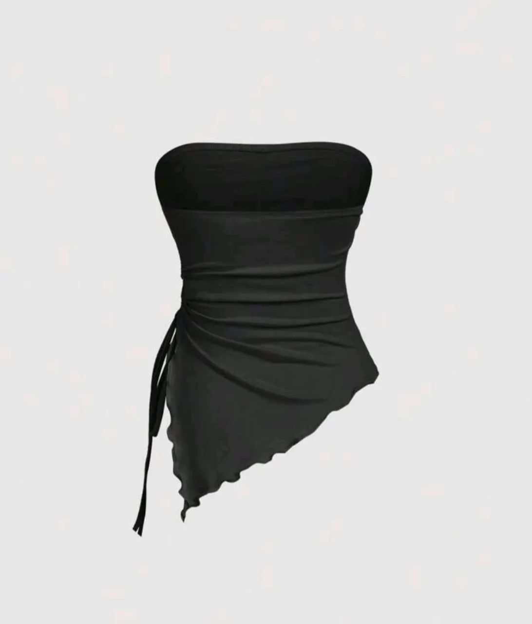 Top Tubular Preto Assimétrico Ajustado com Fenda - Moda Verão - Foto 3