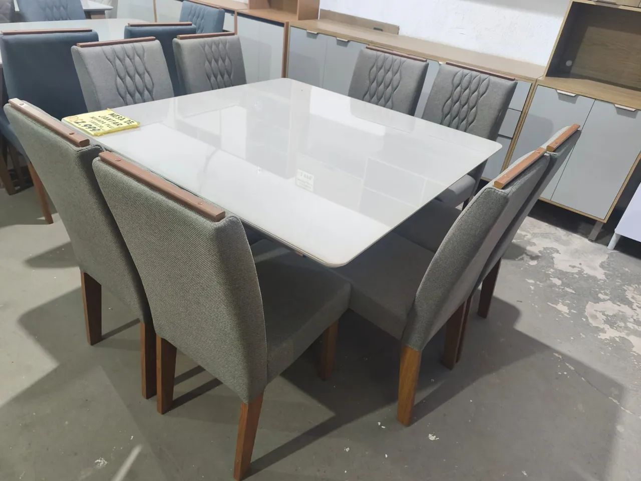 Mesa Nevada plus com 8 cadeiras 100% MDF tampão com vidro 1.30×1.30 - Foto 2