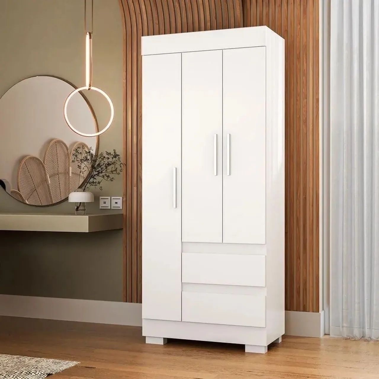 Guarda-roupa solteiro 3 portas com pés _ Entrega imediata
