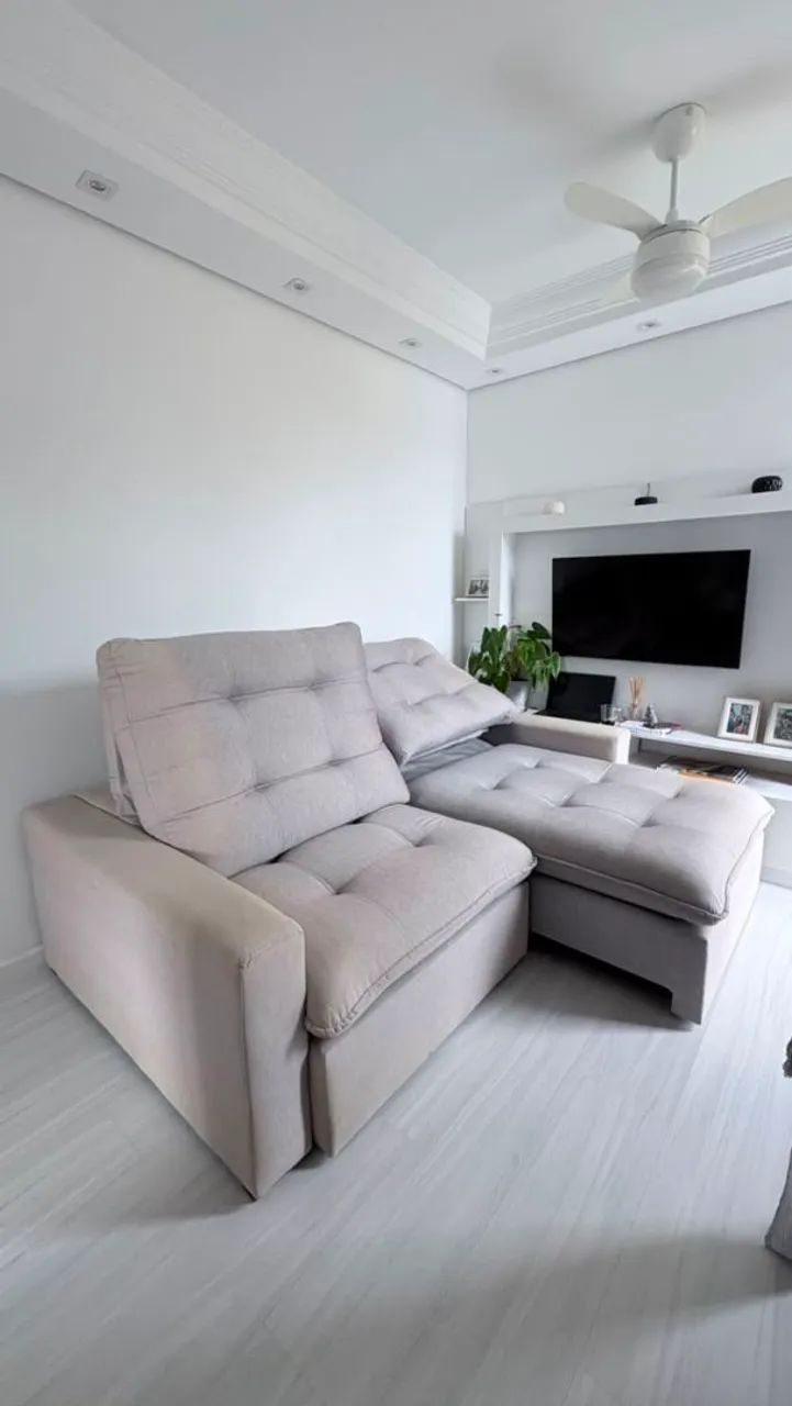 Sofa retrátil e reclinável em linho 2.10x1.77 (Usado) - Foto 2