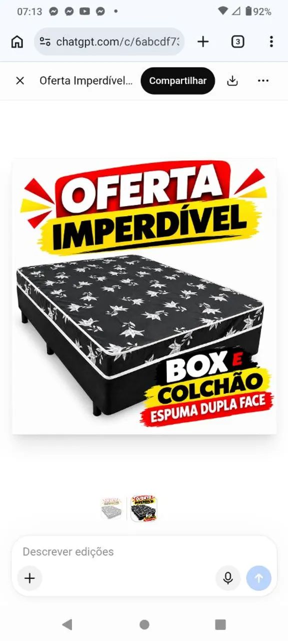 Imperdível box e colchão casal 699,99