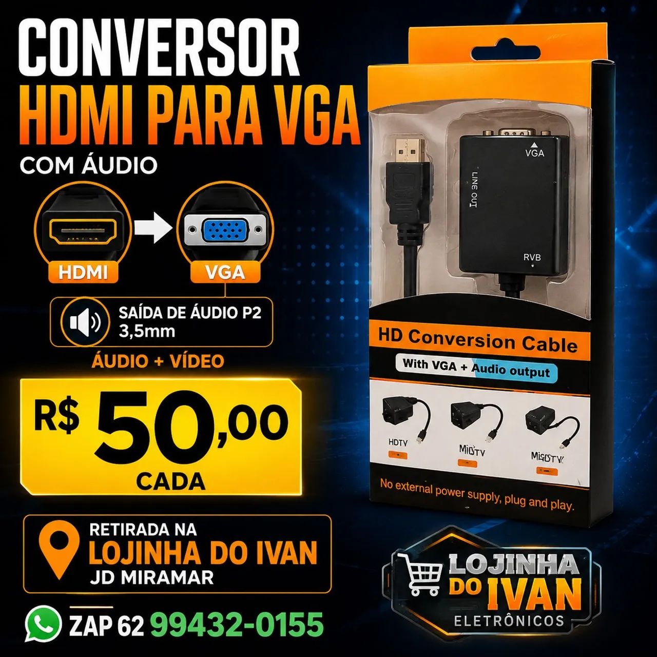 Conversor hdmi para vga