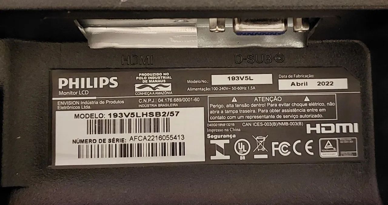 Monitor Philips LED 18,5? HDMI e VGA, Funcionando Perfeitamente - Foto 3