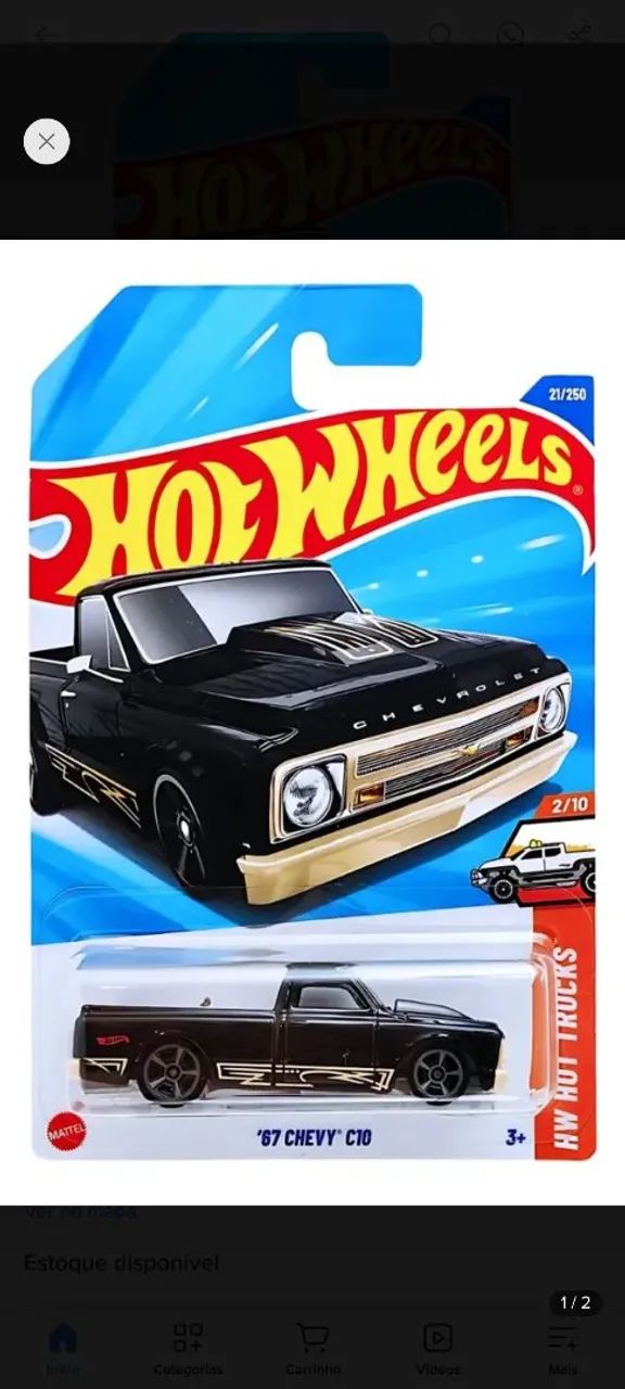 Hotwheels 67 Chevy C10 preta