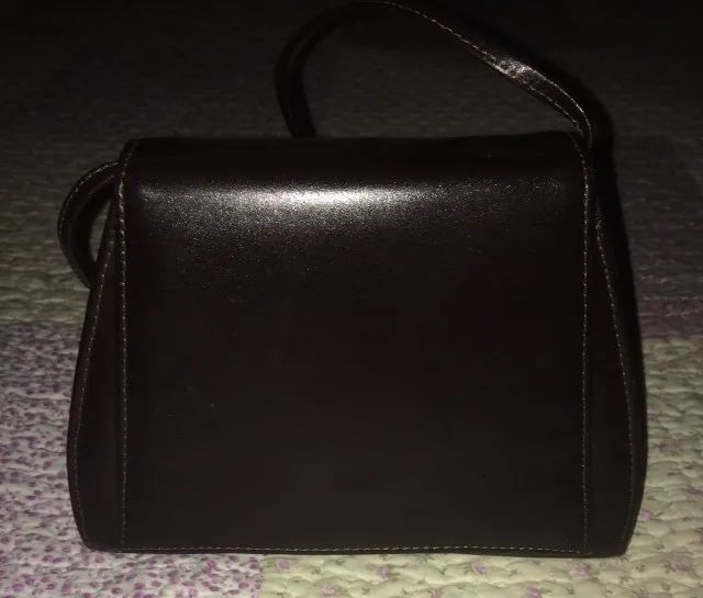 Bolsa Marrom Pequena de Couro Usada. - Foto 5