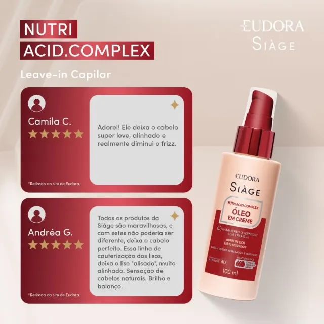 Óleo em Creme Siàge Nutri Acid.Complex 100ml - Foto 3