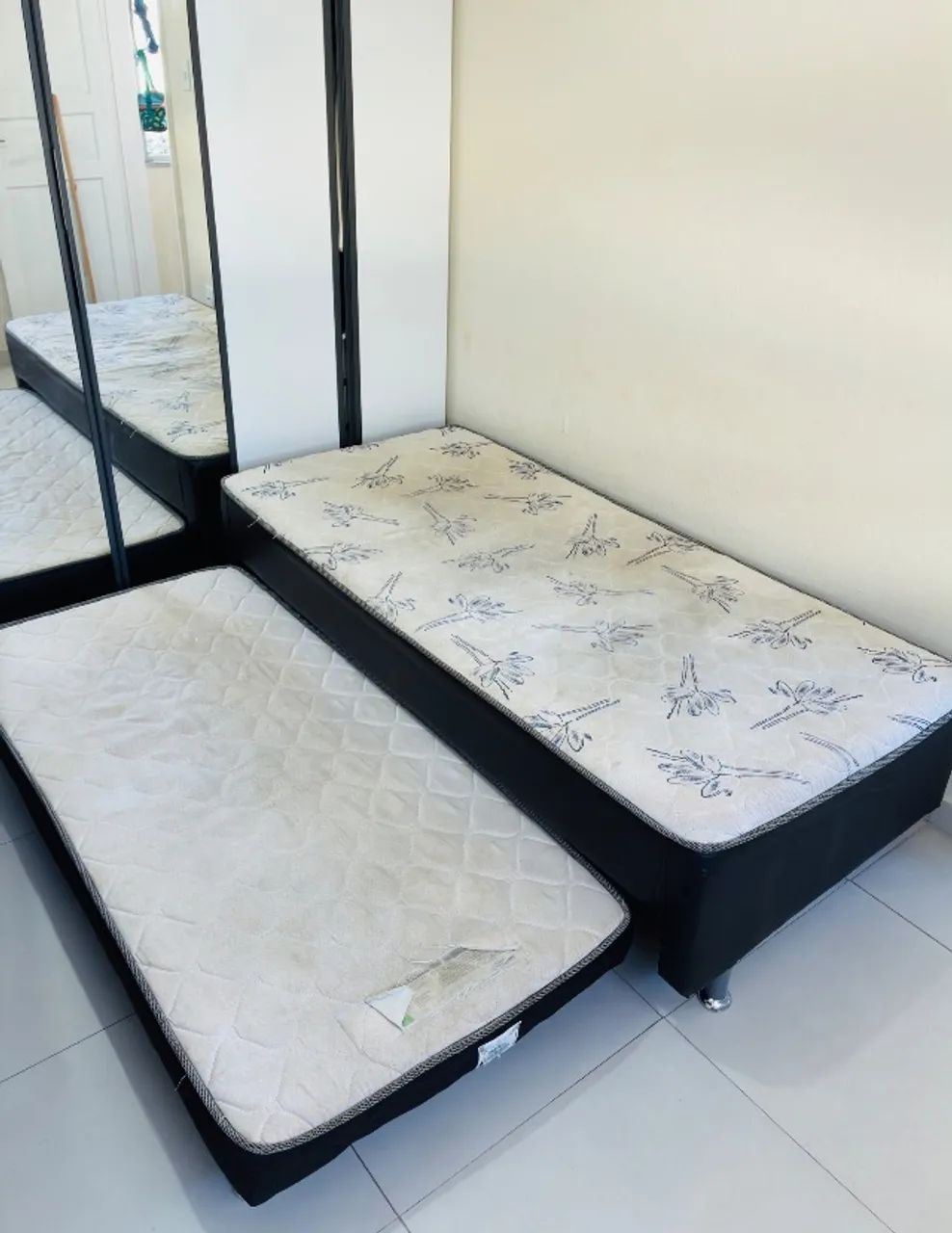 Cama Box Solteiro com cama Auxiliar Ortopédico D28 Preto - Ortobom