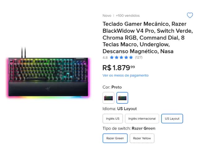 TECLADO MECHANICAL GAMER RAZER BLACKWIDOW V4 PRO - Foto 5
