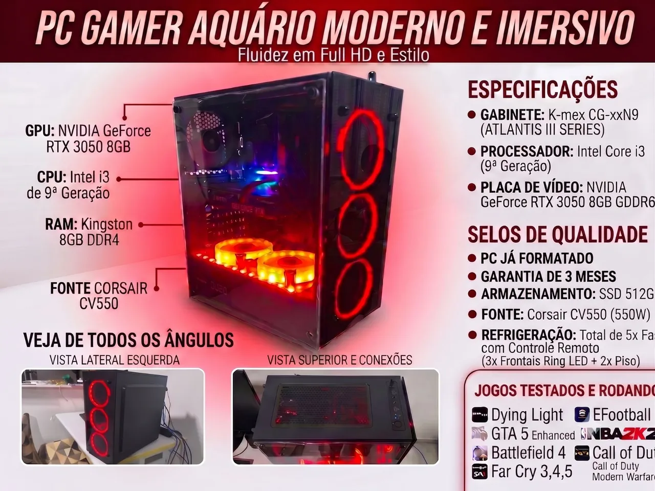PC Gamer i5 9600K + GTX 1070 Ti | 16GB DDR4 | SSD 512GB | Fonte