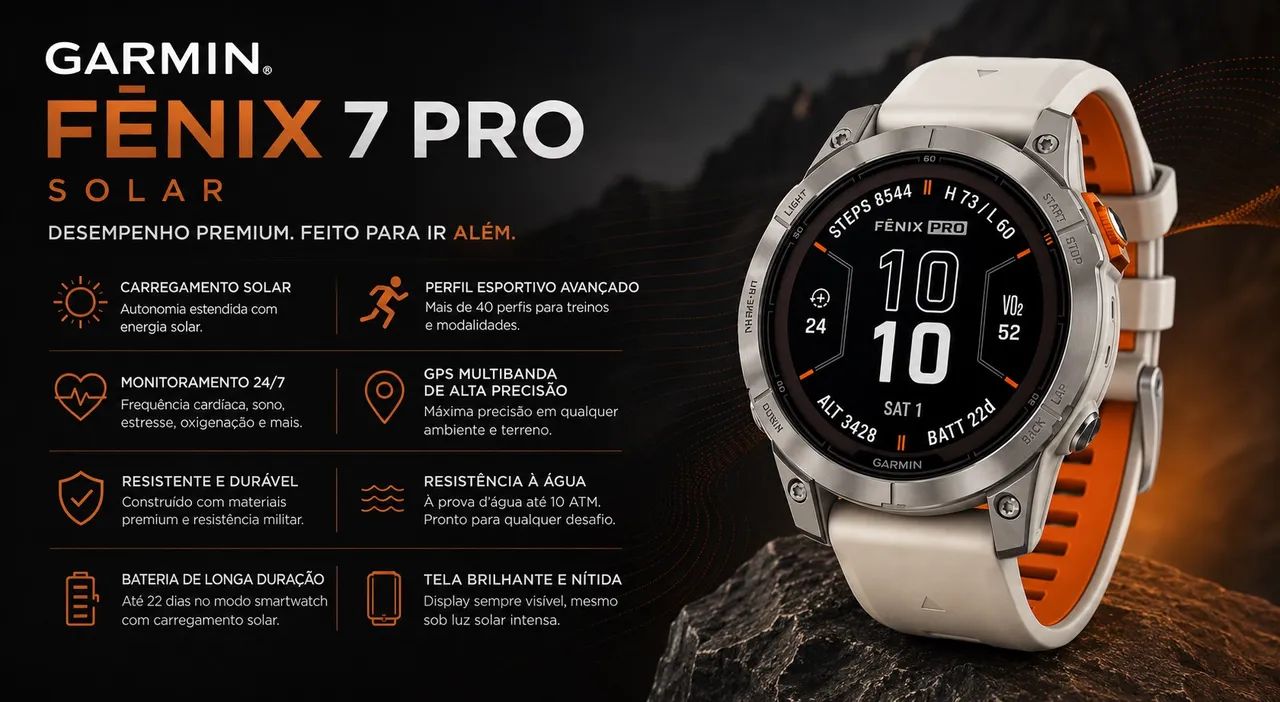 Rel ógio Garmin Fênix 7 pro  - Foto 2