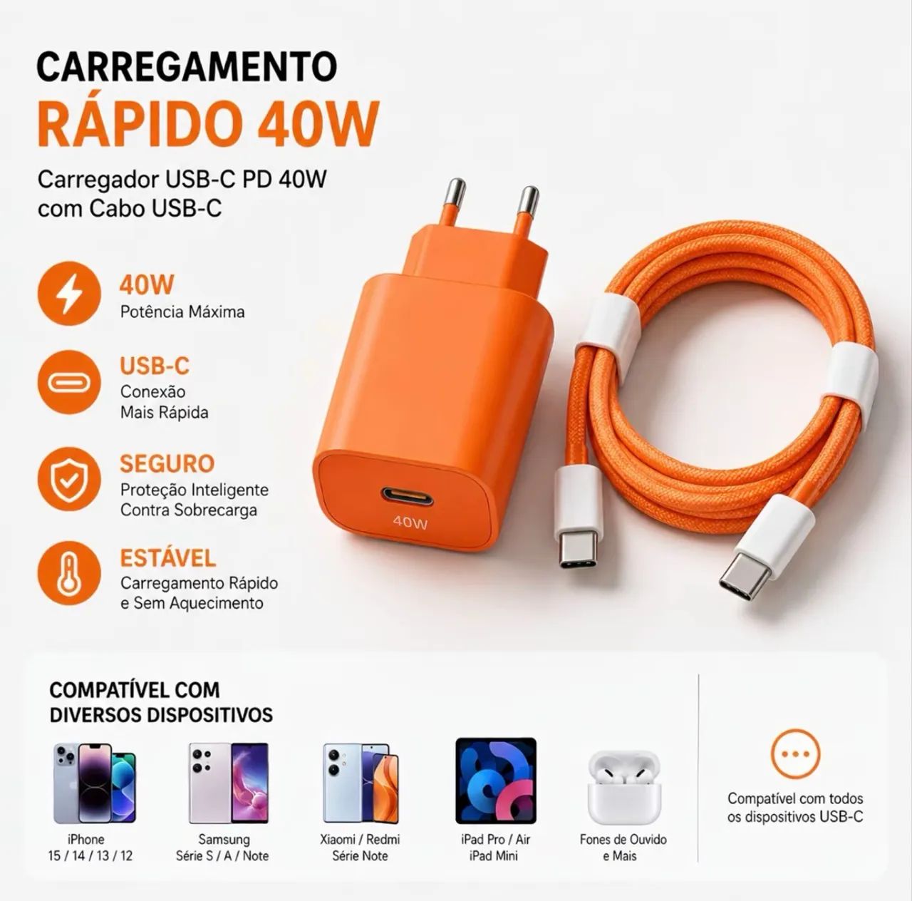 Carregador Tipo C 40W - Foto 2