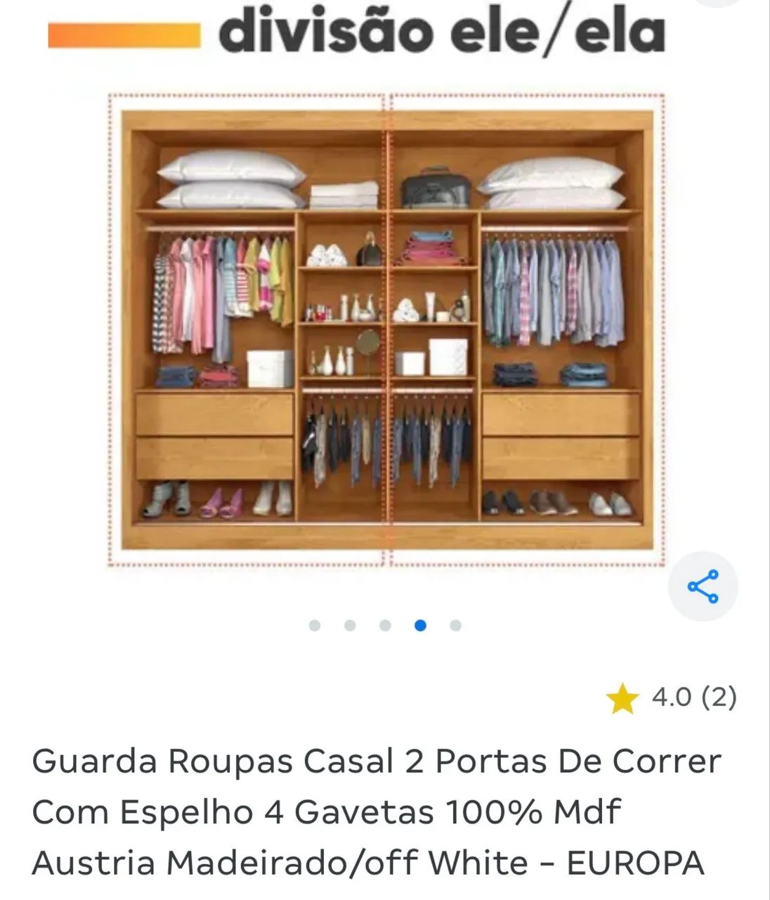 Guarda roupa casal porta de corre  - Foto 3