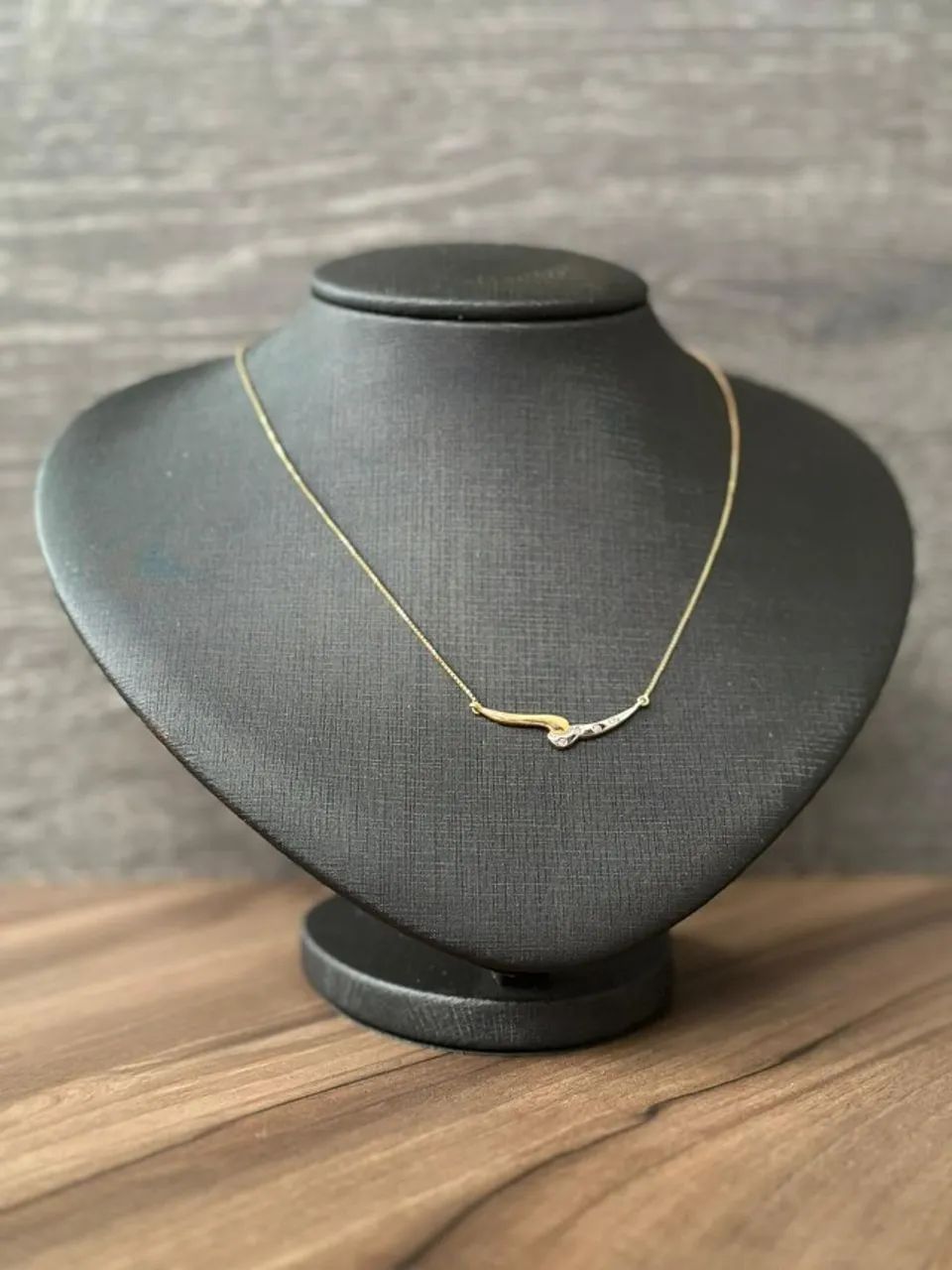 Corrente / Colar Ouro 18k Bicolor com Pedras - 3.5g