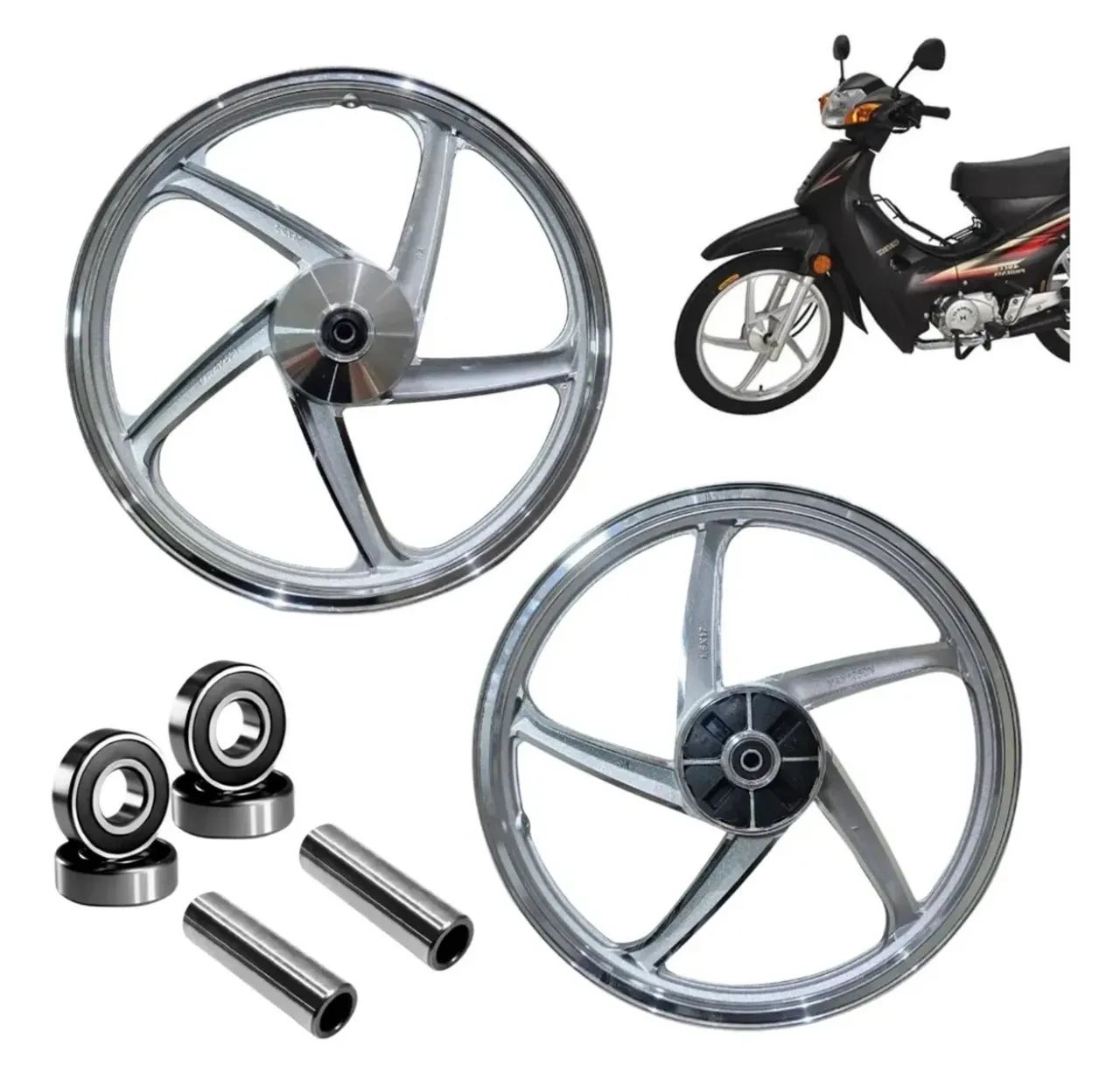 Par Roda Liga Leve Rodão Shineray Phoenix Gold 50 Completo (Usado) - Foto 2