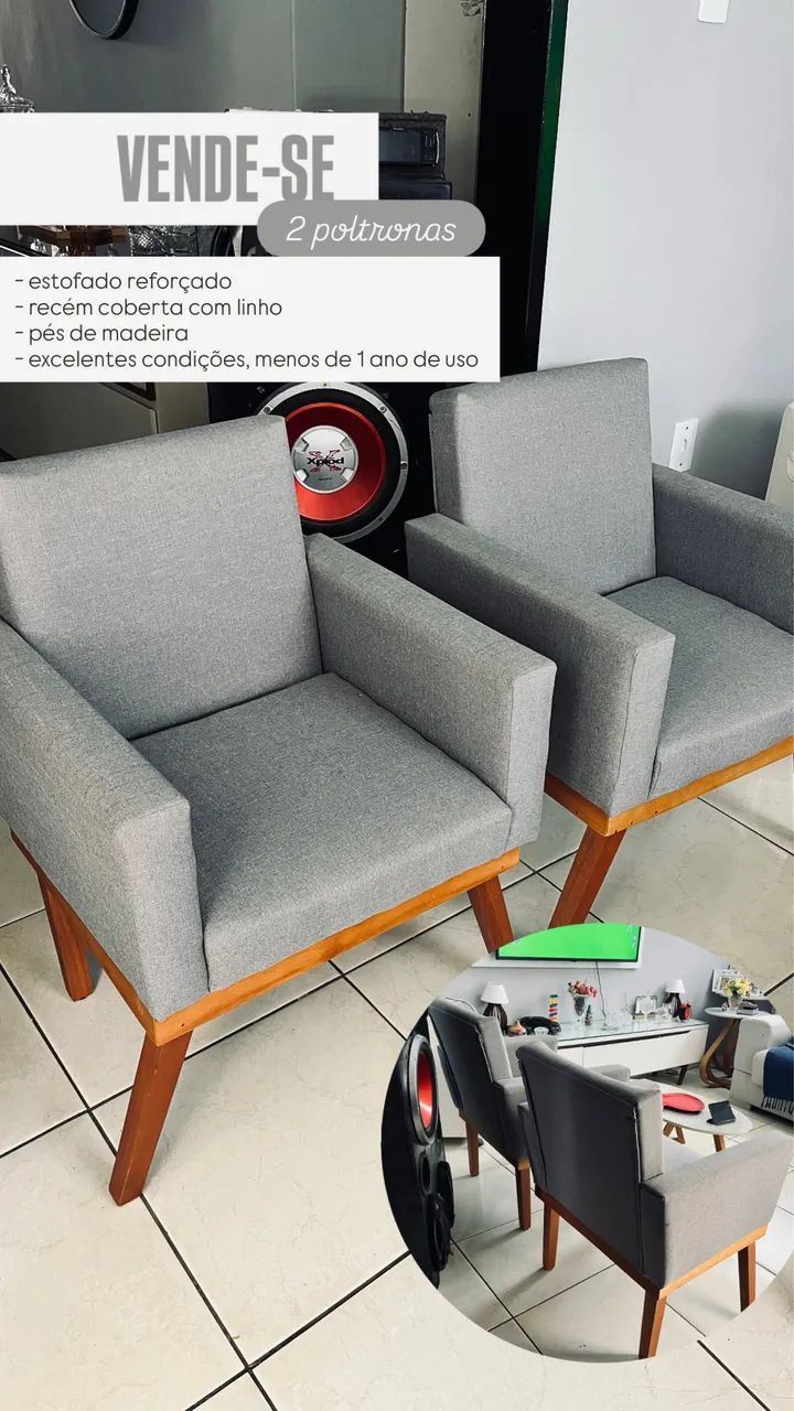 Kit 2 poltronas pés de madeira - Foto 2