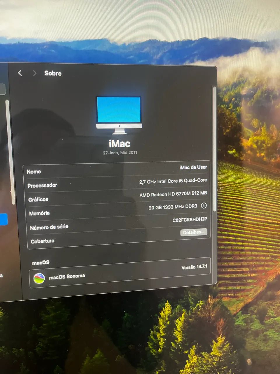iMac a1312 27 polegadas i5 20gb ram 250ssd (ano 2011) - Foto 5